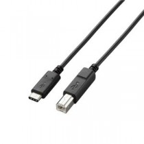 (まとめ)エレコム USB2.0ケーブル(認証品、C-B) U2C-CB20NBK【×2セット】