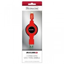 (まとめ)NISSAN 公式ライセンス品 NISMO CHARGE ＆ SYNC USB REEL CABLE FOR IPHONE RED NMMUJ-RRD【×2セット】