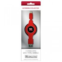 (まとめ)NISSAN 公式ライセンス品 GT-R CHARGE ＆ SYNC USB REEL CABLE FOR IPHONE RED NRMUJ-RRD【×2セット】