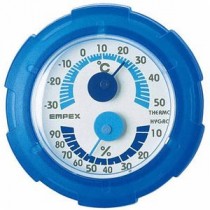 (まとめ)EMPEX 温・湿度計 シュクレミニ温度・湿度計 TM-2386 クリアブルー【×5セット】