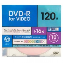 (まとめ)VERTEX DVD-R(Video with CPRM) 1回録画用 120分 1-16倍速 10P カラーミックス10色 インクジェットプリンタ対応 DR-120DVCMIX.10CA【×5セット】
