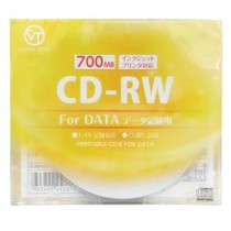 (まとめ)VERTEX CD-RW(Data) 繰り返し記録用 700MB 1-4倍速 1P インクジェットプリンタ対応(ホワイト) 1CDRWD.700MBCA【×10セット】