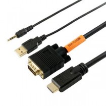 （まとめ）HORIC VGA→HDMI 変換ケーブル 2m ブラック VGHD20-030BK【×2セット】