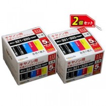 (まとめ)ワールドビジネスサプライ Luna Life キヤノン用 互換インクカートリッジ BCI-321+320/5MP 5本パック×2 お買得セット【×2セット】
