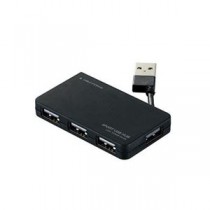 (まとめ)エレコム USB2.0ハブ(ケーブル収納タイプ) U2H-YKN4BBK【×5セット】