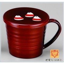 マグカップ フタ付 起き上り小法師 手描き 春慶内朱 会津若松漆器 