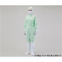 無塵衣AS197C フード付 緑 S クリーンルームウェア