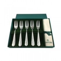 【MINTON】ヴィクトリアストロベリー ケーキフォーク5pcs.セット (ファブリック付) シルバー