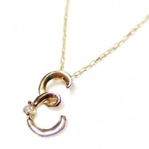 イニシャル ネックレス ダイヤモンド ネックレス 一粒 0.01ct K18 ゴールド 文字 E ダイヤネックレス ペンダント