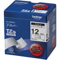 ブラザー工業 TZeテープ ラミネートテープ(白地/黒字) 12mm 5本パック TZe-231V