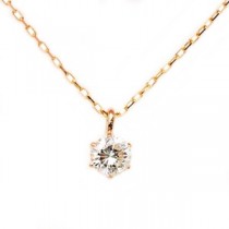 ダイヤモンド ネックレス K18 ピンクゴールド 0.1ct 一粒 6本爪 シンプル ダイヤネックレス ペンダント