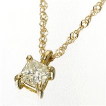 0.15ctダイヤモンドプリンセスカットペンダント/ネックレス イエローゴールド(ゴールド)