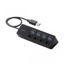 エレコム 4ポートUSB3.0ハブ（マグネット・個別スイッチタイプ） U3H-S418BBK