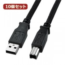 10個セット サンワサプライ ナイロンメッシュUSB2.0ケーブル KU20-NM15K KU20-NM15KX10