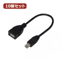 変換名人 10個セット USBケーブル20 A（メス） to mini（オス） USBAB／M5A20X10