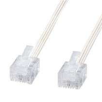 （まとめ） サンワサプライ やわらかスリムケーブル（白） TEL-S2-10N2 【×5セット】