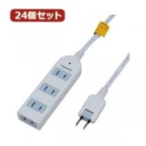 YAZAWA 24個セット 雷ガード付延長コード・タップ4個口 Y02KS402WHX24