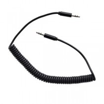 （まとめ） オーディオケーブル カール式 ステレオケーブル 45cm ～ 1m AUX端子接続 3.5mmステレオミニプラグ ブラック AS-CAMU005 【×5セット】