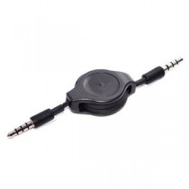 （まとめ） オーディオケーブル 巻取り式 ステレオケーブル 10cm ～ 80cm AUX端子接続 3.5mmステレオミニプラグ ブラック AS-CAMU006 【×10セット】