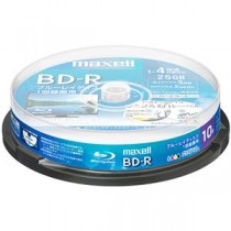 （まとめ）マクセル 録画用BD-R 130分1-4倍速 ホワイトワイドプリンタブル スピンドルケース BRV25WPE.10SP 1パック(10枚) 【×5セット】