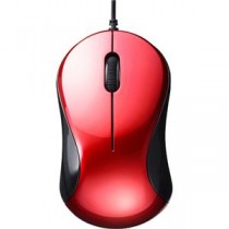 バッファロー 有線 BlueLED 静音3ボタンマウス レッド BSMBU100RD 1セット(5個)