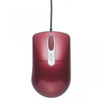 （まとめ）バッファロー 有線光学式マウス 静音3ボタン Mサイズ レッド BSMOU27SMRD 1個【×5セット】
