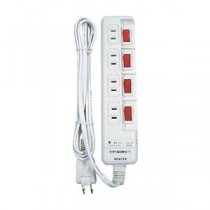 （まとめ）ノア 雷ガード付4個口4スイッチ省エネタップ NC-5570S 1個【×5セット】