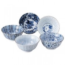（まとめ） 藍絵変り 多用鉢5客揃 K20407314 【×2セット】