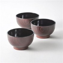 （まとめ） 杢目塗どんぶり椀3客 K20407619 【×2セット】