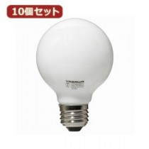 （まとめ）YAZAWA 10個セット ボール電球40W形ホワイト GW100V38W70X10【×2セット】