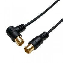 （まとめ）HORIC 極細アンテナケーブル 2m ブラック 両側F型差込式コネクタ L字/ストレートタイプ HAT20-106LPBK【×5セット】