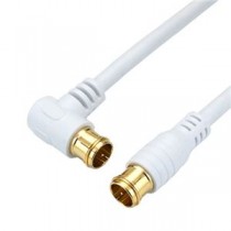 （まとめ）HORIC アンテナケーブル 7m ホワイト 両側F型差込式コネクタ L字/ストレートタイプ HAT70-119LPWH【×5セット】