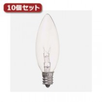 （まとめ）YAZAWA ローソク球 C26 E12 10W クリア10個セット C261210CX10【×2セット】