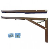 折りたたみ 棚受け金具 【300mm】 ブラウン 2セット 耐荷重40kg スチール ストッパー付き 『タッチポン』 〔DIY リフォーム〕
