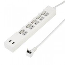 5個セット YAZAWA 個別スイッチ付5AC2USB3.4A2m ホワイト Y02KS752WH2UX5
