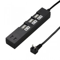 5個セット YAZAWA 個別スイッチ付3AC2USB3.4A2m ブラック Y02KS532BK2UX5