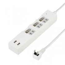5個セット YAZAWA 個別スイッチ付3AC2USB3.4A2m ホワイト Y02KS532WH2UX5