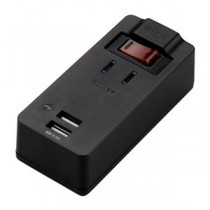 5個セット YAZAWA ブレーカースイッチ付1AC2USB2.4Aブラック H6BKS3102UBKX5