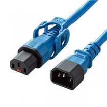 サンワサプライ 抜け防止ロック式電源コード （ロックプラス） ブルー APW15-C14C13LP18BL