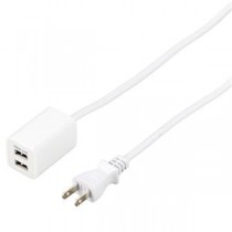 5個セット YAZAWA USBタップ2ポート2.4A1mホワイト H72012UWHX5
