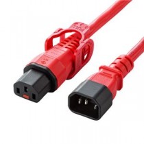 サンワサプライ 抜け防止ロック式電源コード （ロックプラス） レッド APW15-C14C13LP6R