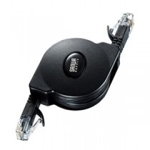 （まとめ）サンワサプライ 自動巻取りLANケーブル ブラック KB-MK19BK【×2セット】