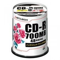 (まとめ）三菱ケミカルメディア データ用CD-R700MB 48倍速 ホワイトプリンタブル スピンドルケース SR80PP100 1パック(100枚)【×3セット】