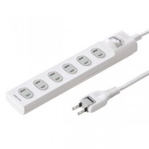 (まとめ）サンワサプライ 火災予防安全タップホコリ防止シャッター 一括集中スイッチ付 2P・6個口 ホワイト 10m TAP-TSH610SWN 1個【×3セット】