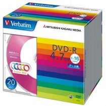 (まとめ) バーベイタム データ用DVD-R4.7GB 1-16倍速 5色カラーMIX 5mmスリムケース DHR47JM20V11パック(20枚:各色4枚)  【×10セット】