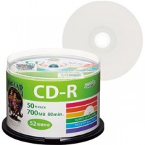 (まとめ) ハイディスク データ用CD-R700MB 52倍速 ホワイトワイドプリンタブル スピンドルケース HDCR80GP50 1パック(50枚)  【×10セット】