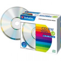 (まとめ) バーベイタム データ用CD-RW700MB 4倍速 ブランドシルバー 5mmスリムケース SW80QU10V1 1パック(10枚)  【×10セット】