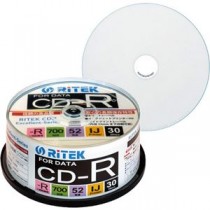 (まとめ) RITEK データ用CD-R 700MB1-52倍速 ホワイトワイドプリンタブル スピンドルケース CD-R700EXWP.30RT C1パック(30枚)  【×10セット】