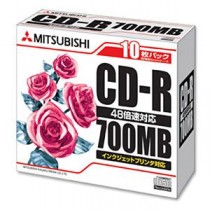 (まとめ) 三菱ケミカルメディア データ用CD-R700MB 48倍速 ホワイトプリンタブル スリムケース SR80PP10 1パック(10枚)  【×10セット】