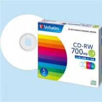 (まとめ) バーベイタム データ用CD-RW700MB 4倍速 ホワイトプリンタブル 5mmスリムケース SW80QP5V1 1パック(5枚)  【×10セット】